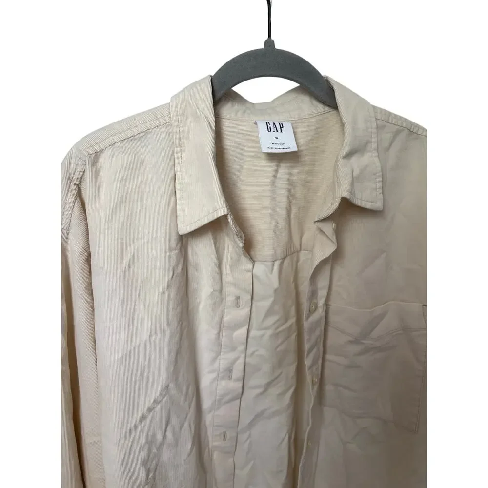 GAP The Big Shirt XL Cream Corduroy Button Up Oversized 100% Cotton Shirt - Picture 5 of 9